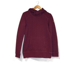 Roxy Women's Burgundy Quilted Dot Funnel‎ Neck Hoodie Size M Soft and Thick
